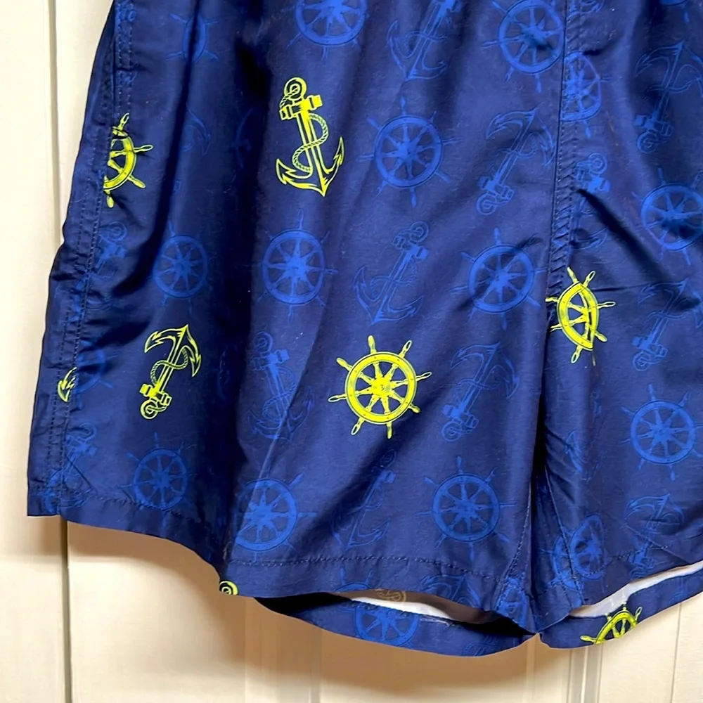 UZZI Navy Blue Anchor Print Water Resistant Active Swim Trunks Mens Size 2XL NWT